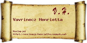 Vavrinecz Henrietta névjegykártya